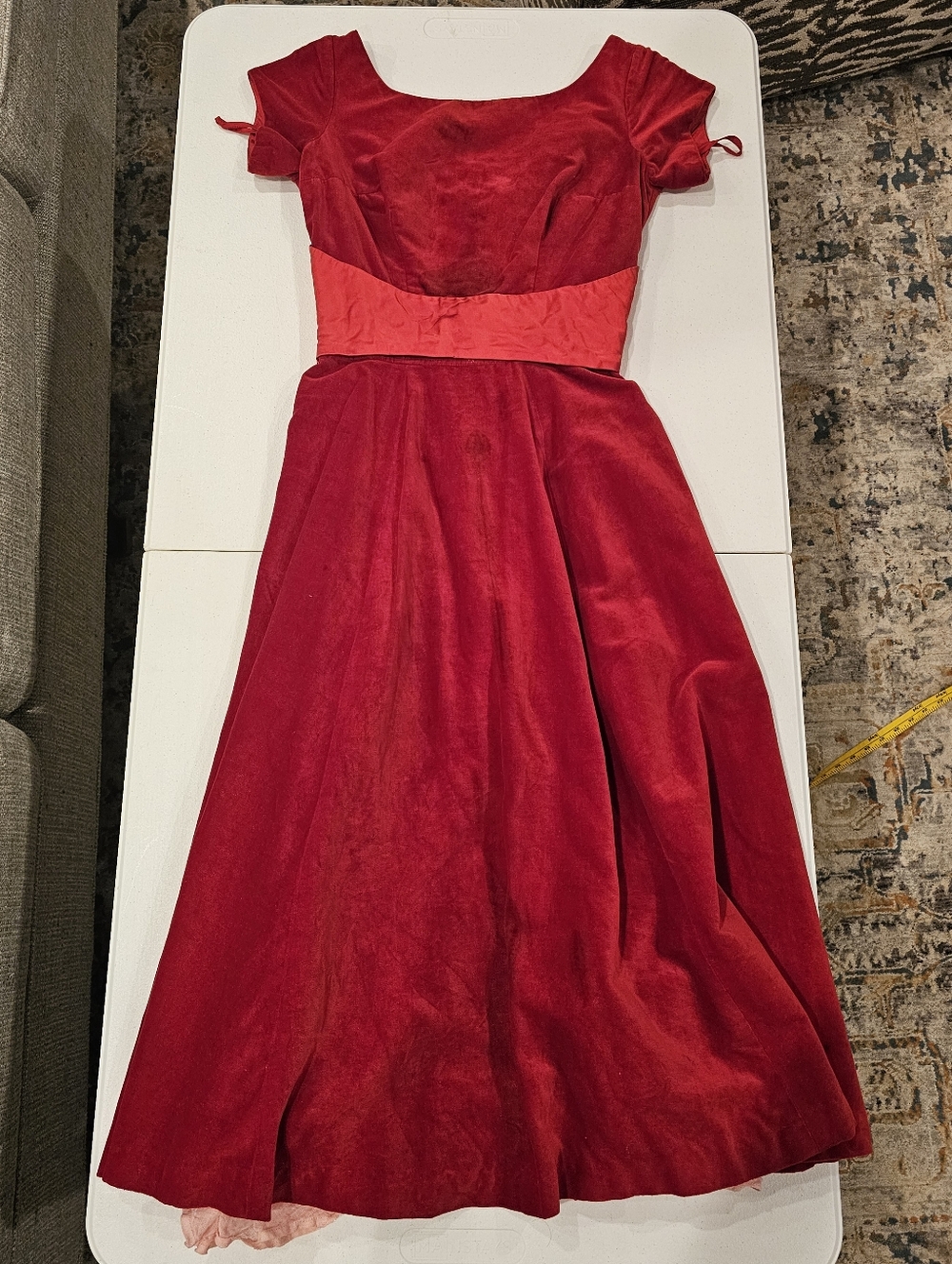 PROJECT Dress Red Velvet 1970s Datin Bow